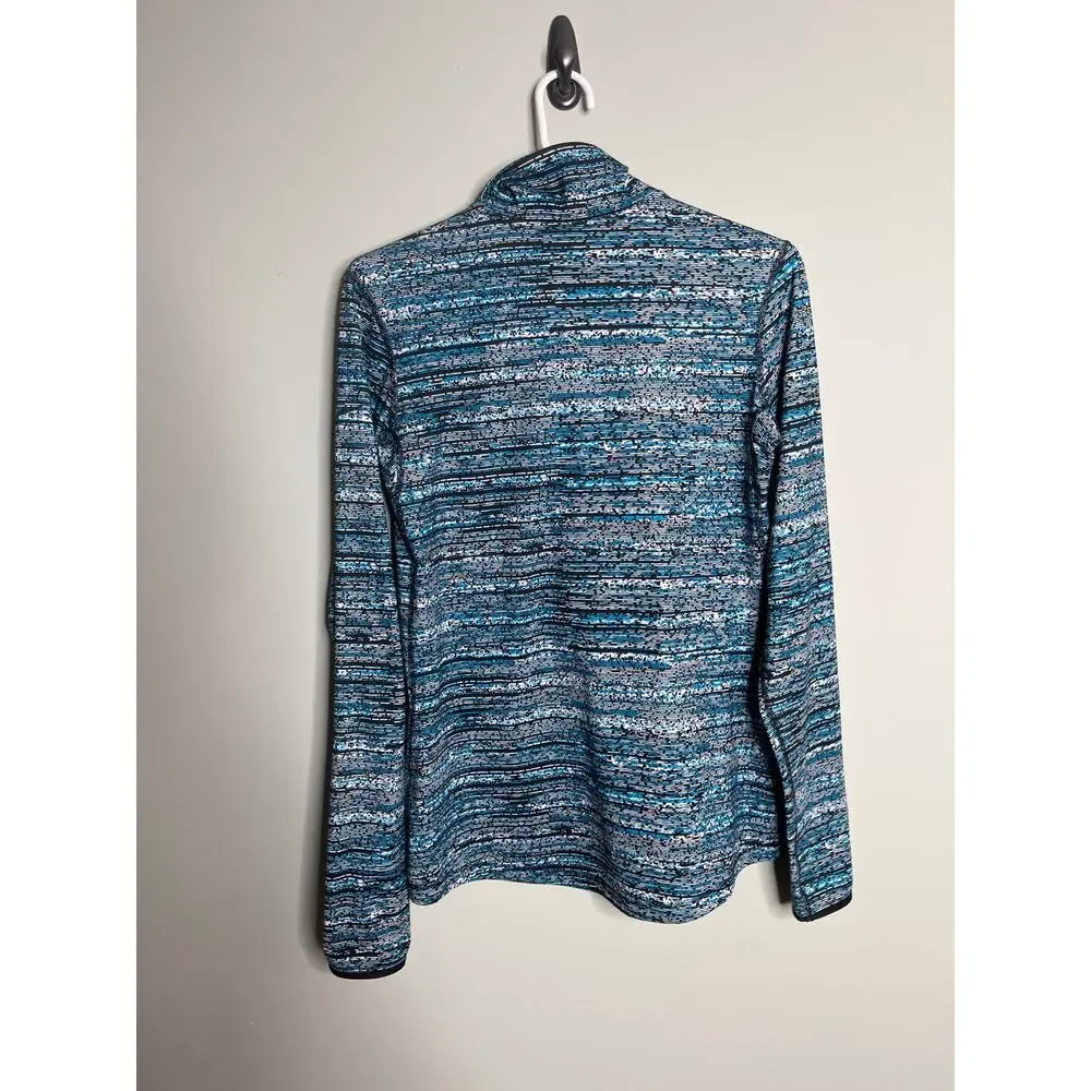 Nike Pro Teal Printed Half Zip Pullover Large